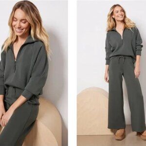 SPANX AirEssentials Half Zip Dark Palm Luxurious Soft Comfortable
